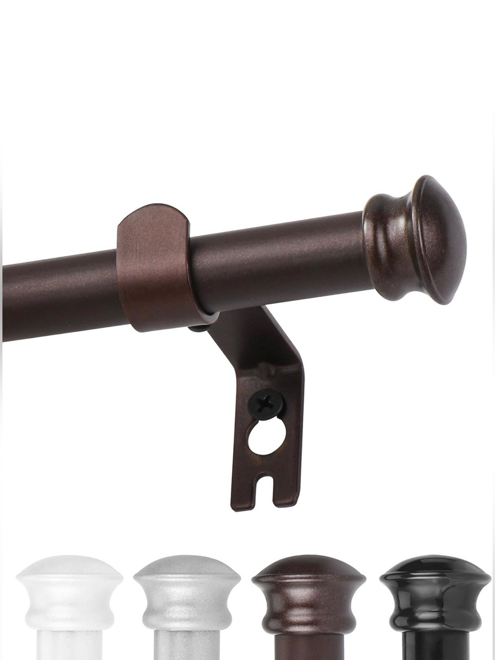 Bronze Curtain Rod 30 or 45" with Brackets/Screws, Decorative 5/8 Inch Diameter
